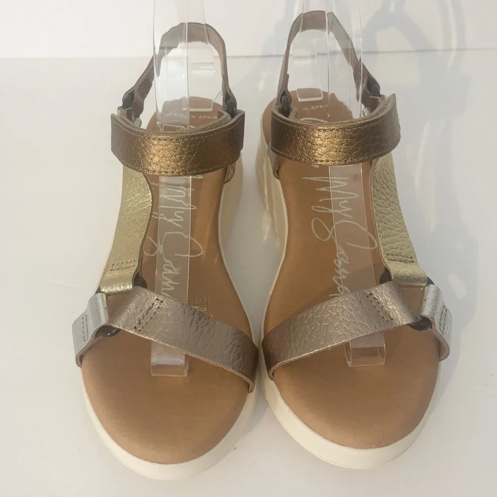 Oh! My Sandals Metallic Multi-Strap Platform Sandals Made in Spain EU 38 US 8